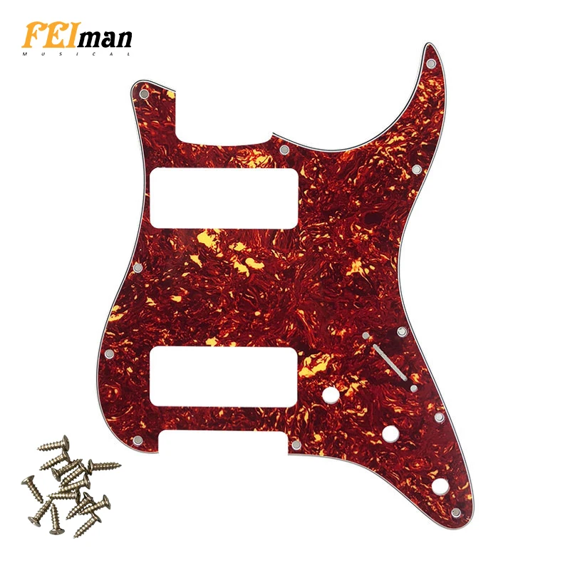 

Pleroo Guitar Accessories Pickguards With 11 Screws For Standard ST HH Strat Guitar With 2 P90 Humbuckers Scratch Plate
