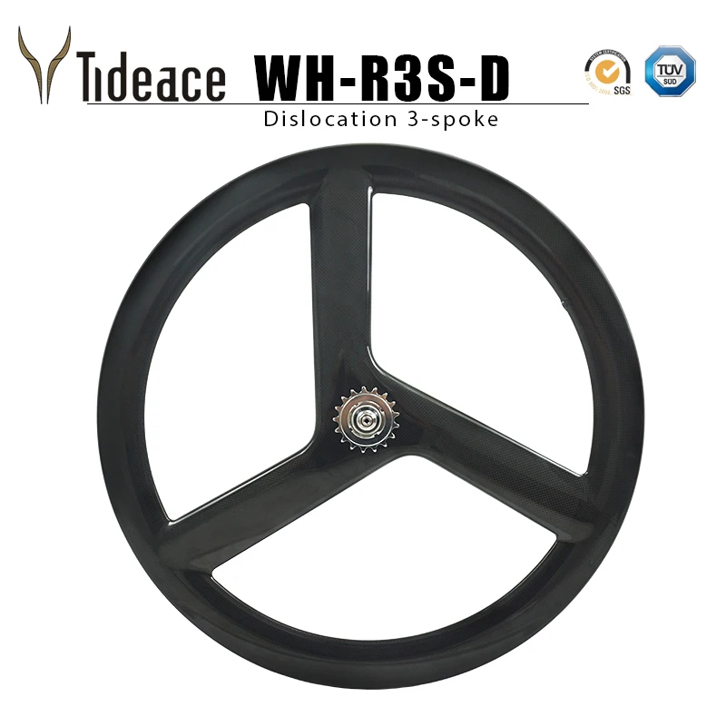 Tideace 3 спиц fixed gear Карбон колеса 700c tri спиц Колесная для дорожного следа велокроссовый велосипед