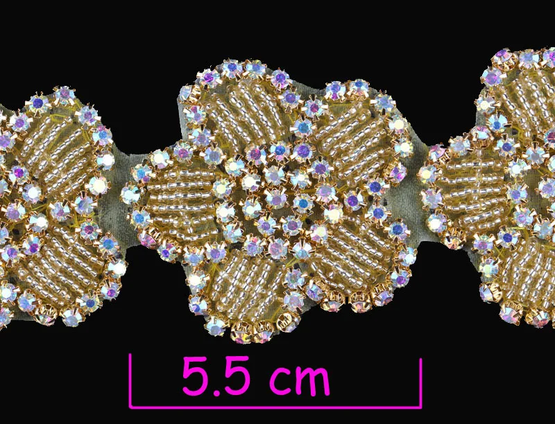 1 ярд золотой дизайн Ручной работы Бусины стразы аппликация отделка горячей