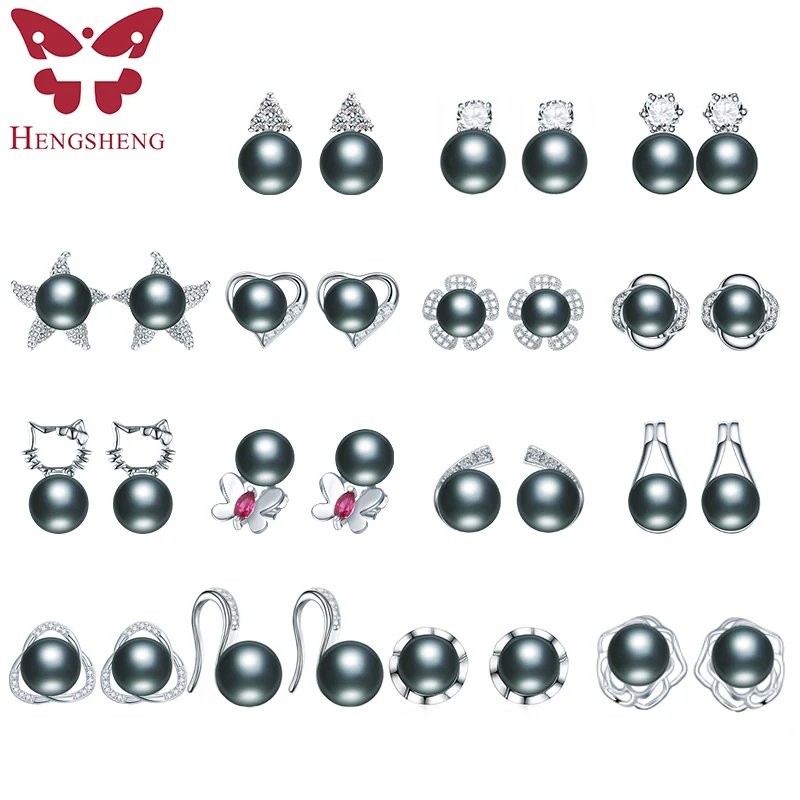 Серьги из серебра 100% пробы с пресноводным жемчугом 8 9 мм|Серьги-гвоздики| |