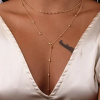 punk choker sexy women long tassel beads necklace feminino jewelry collana bijoux collares mujer femme gold silver color chain