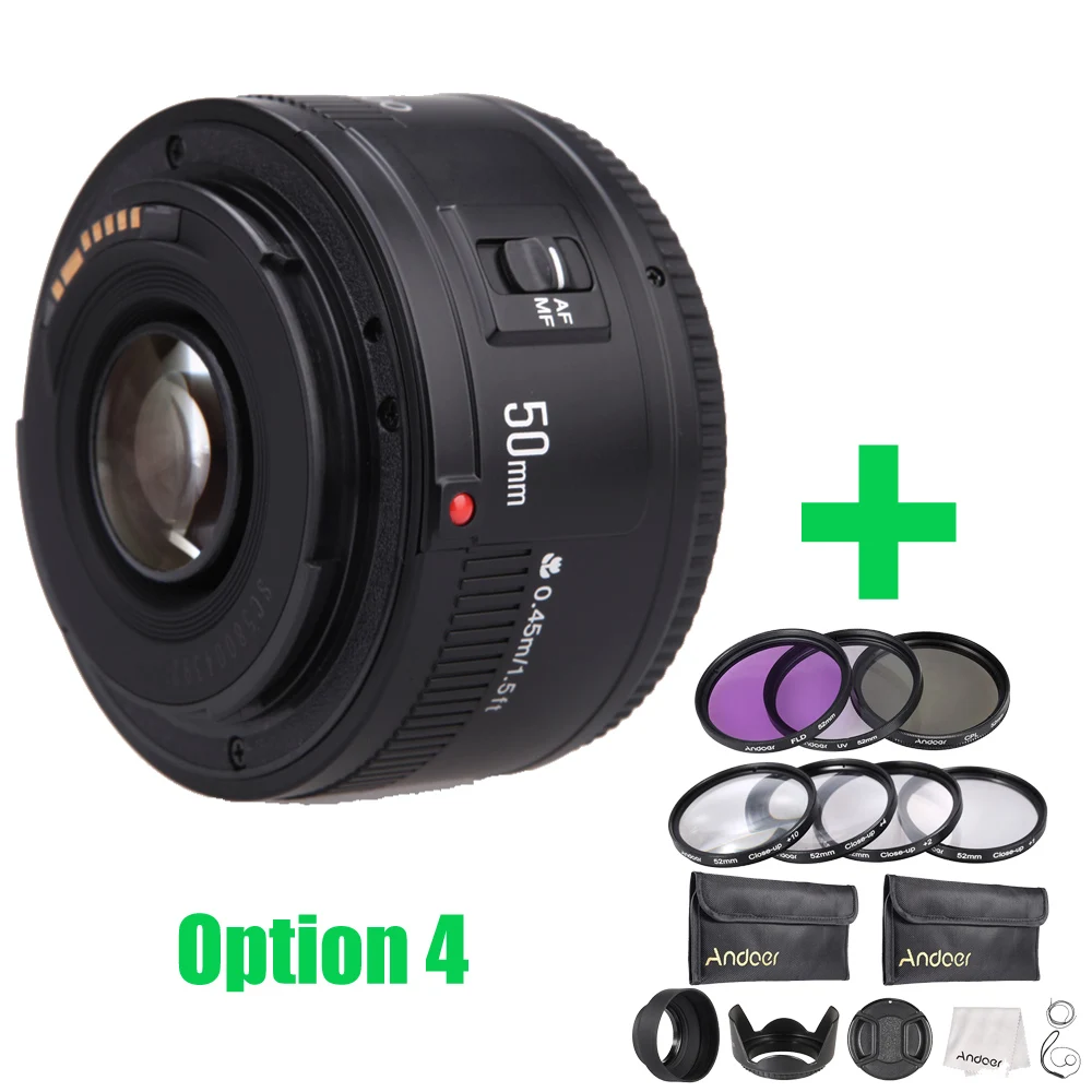Объектив YongNuo YN50mm EF f/1 8 AF 1:1 Стандартные объективы для камеры апертура автофокус