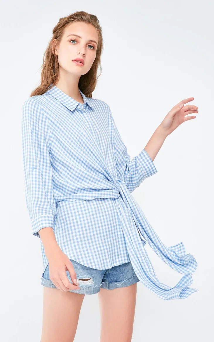 Vero Moda Новая женская клетчатая кружевная двухсторонняя блузка с 3/4 рукавами | 318331503