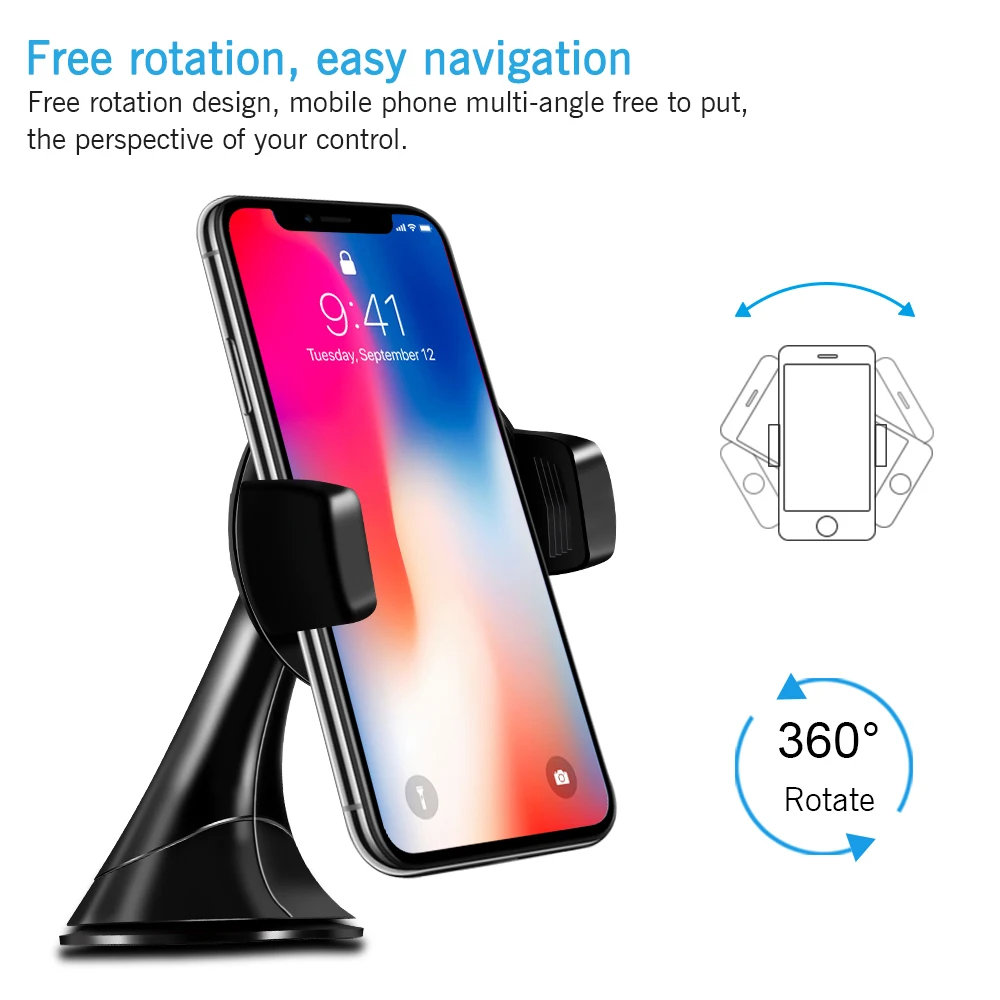 Беспроводное автомобильное зарядное устройство для iPhone 8 X Samsung Galaxy S6 Edge S7 S8 Plus QI