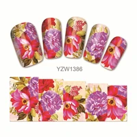 2 sheets flowers nail art stickers nail water decals beautiful blooming decorations diy for manicure sale