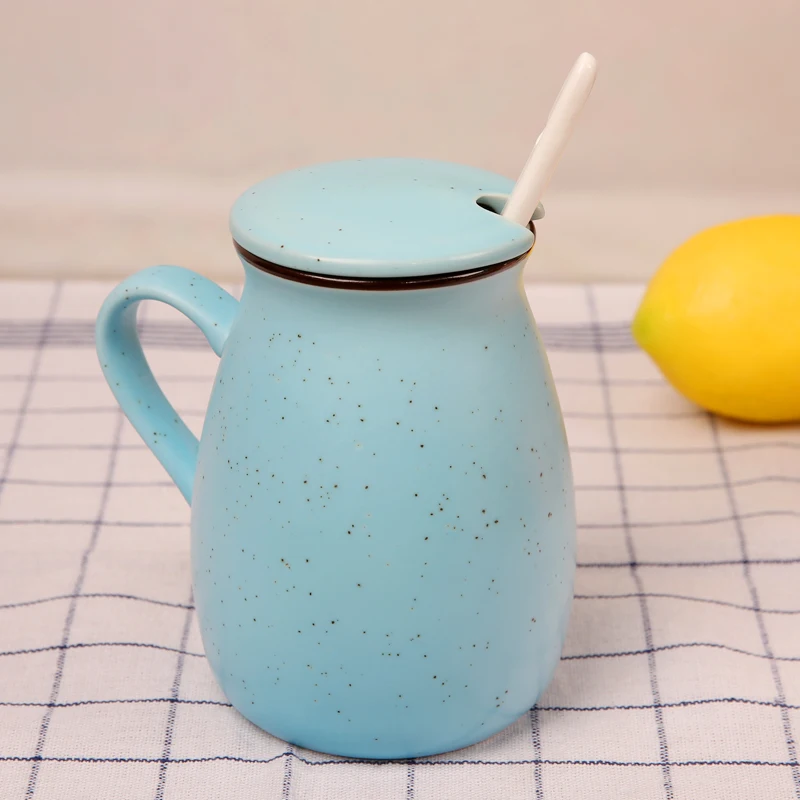 Кружка Керамическая с крышкой и ложкой 400 мл | Дом сад