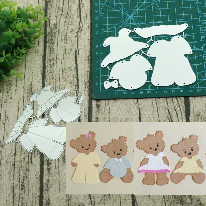 Металлические штампы с изображением коричневого медведя и одежды трафареты для