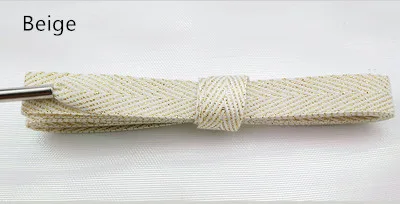 Beige Однотонные блестящие шнурки из полиэстера и хлопка с узором «елочка» для женщин и мужчин; цветная Спортивная повседневная обувь из кожи; шнурки; Прямая поставка - Цвет: Beige