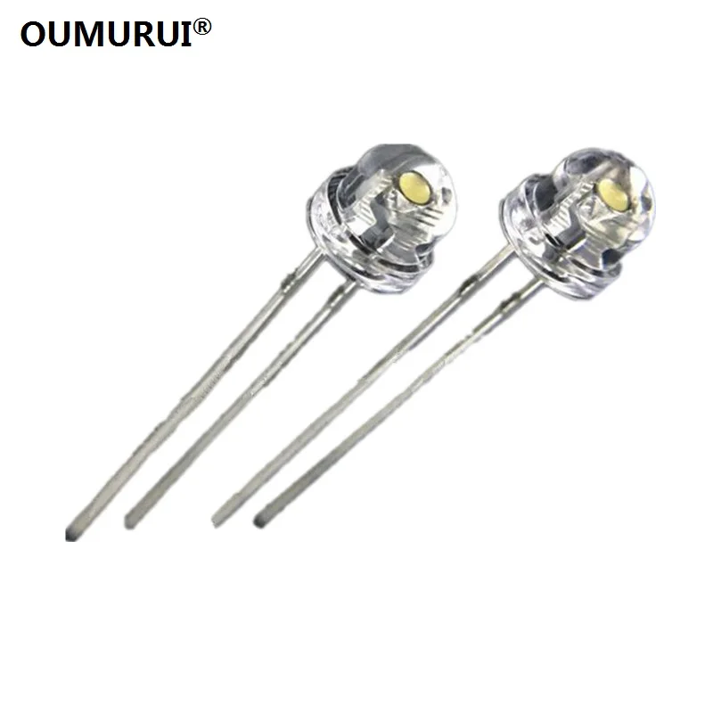 F5 Высокая яркость 5 мм LED strawhat диод короткие ноги излучающий белый light6000-6500k 0 06 Вт 3-3