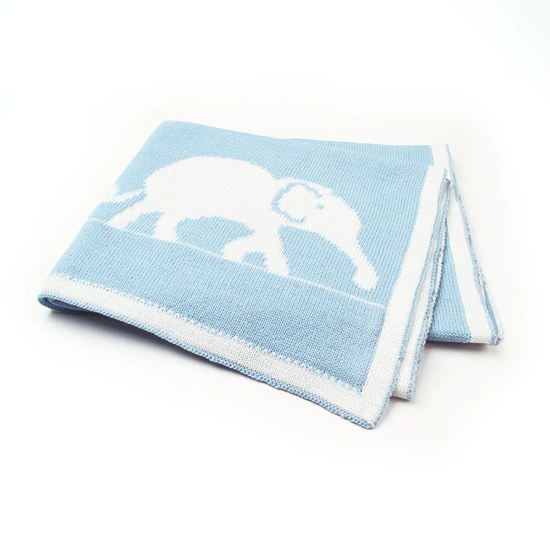 Light Blue Слон детское одеяло для новорожденных крючком корзина 95*75 см постельные принадлежности крышка Детская летняя диван кондиционер Одеяло s - Цвет: Light Blue