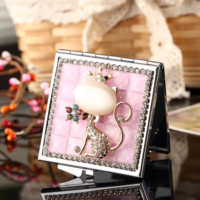 wedding party bridesmaid girl friend promotional gift bling crystal rhinestone sexy fox mini beauty makeup compact pocket mirror | Дом и сад