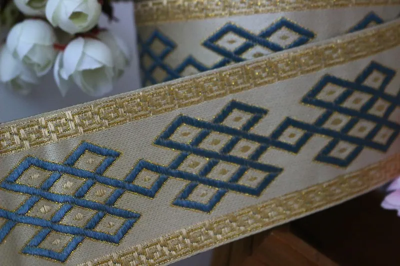 5yards/lot wide 5.9cm Woven Jacquard Ribbon classical Geometric quadrangle design curtain and clothing accessory LS-3970 | Дом и сад