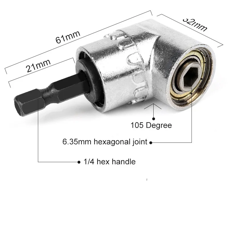 1 шт. Шестигранная дрель BitSocket адаптер держателя рукав 105 градусов угол расширения