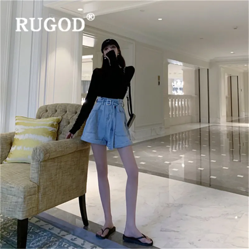 Женские свободные джинсовые шорты RUGOD повседневные облегающие с высокой талией и