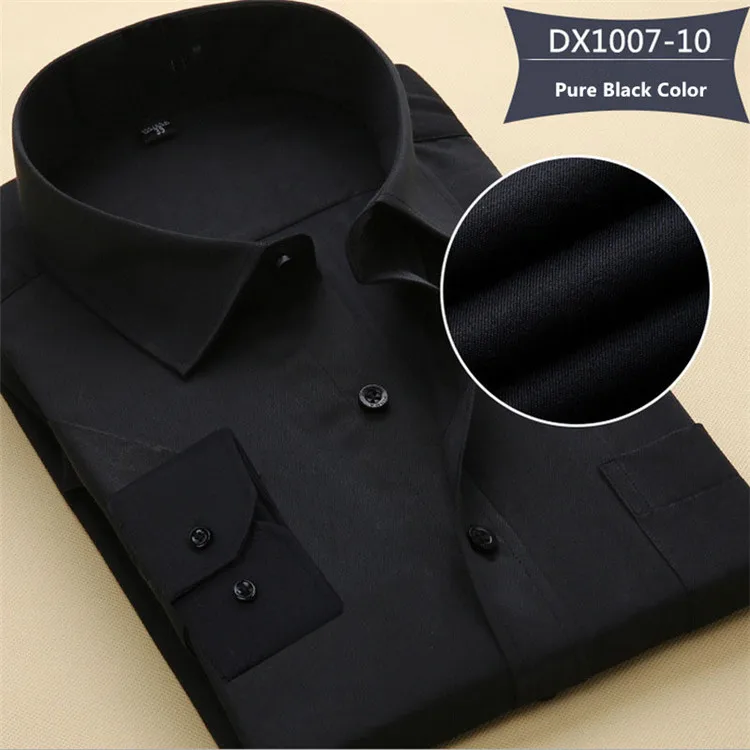 Camisa Masculina, мужская рубашка, Hombre Chemise Homme Manche Longue, белые рубашки, 5XL, 6XL, 7 xl, длинный рукав, формальные, черные, красные, мужские s Blusa - Цвет: Pure Black