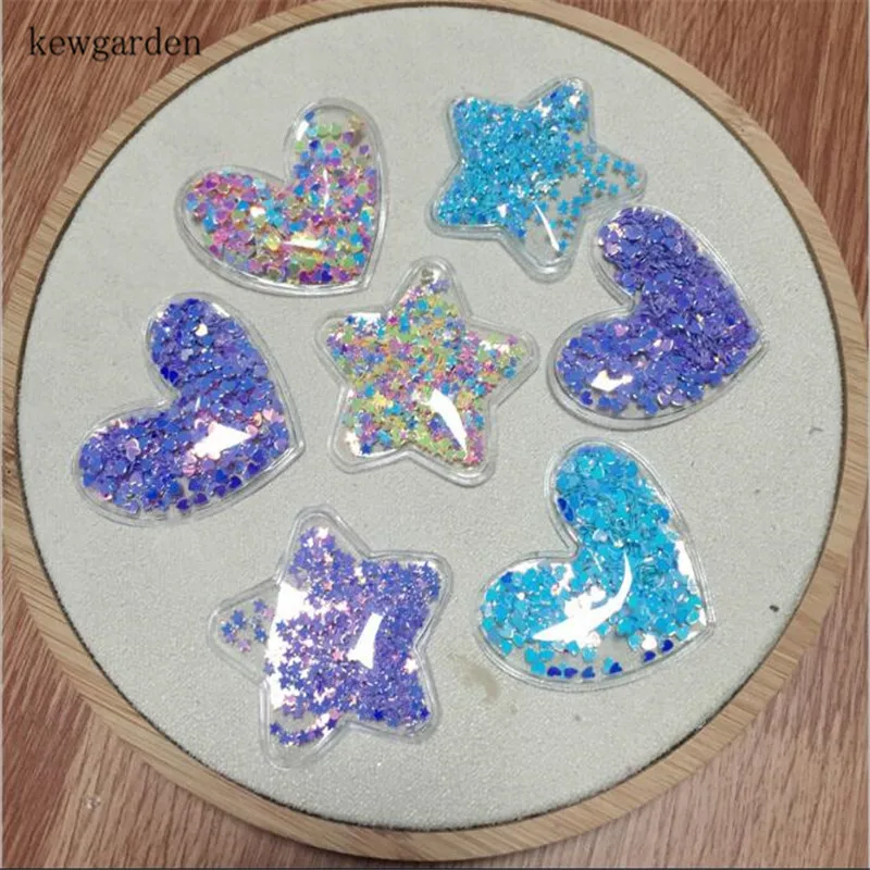 Kewgarden любовь звезды прозрачные зыбучие пески аксессуары для волос DIY шпильки для волос зажим Материал DIY ремесло принадлежности 5 см 15 шт