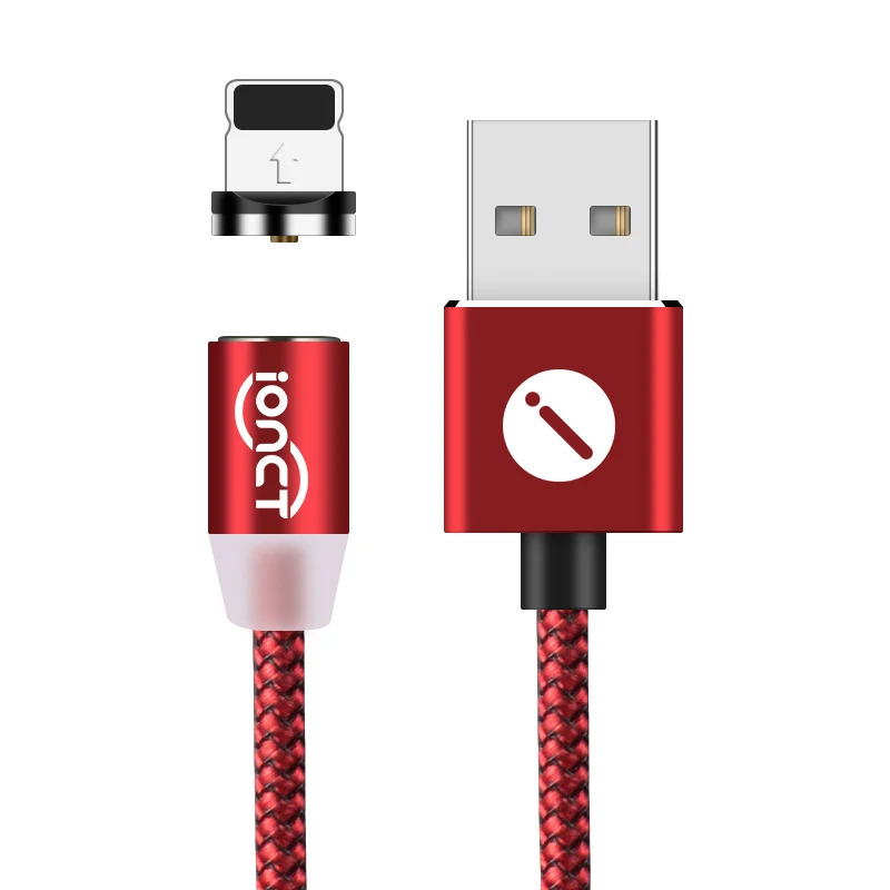 IONCT 1м светодиодный магнитная зарядка usb кабель зарядка для айфона Android мобильный телефон Магнитный провод для зарядки кабель micro usb type C магните шнур зарядного зарядное устройство - Цвет: Красный
