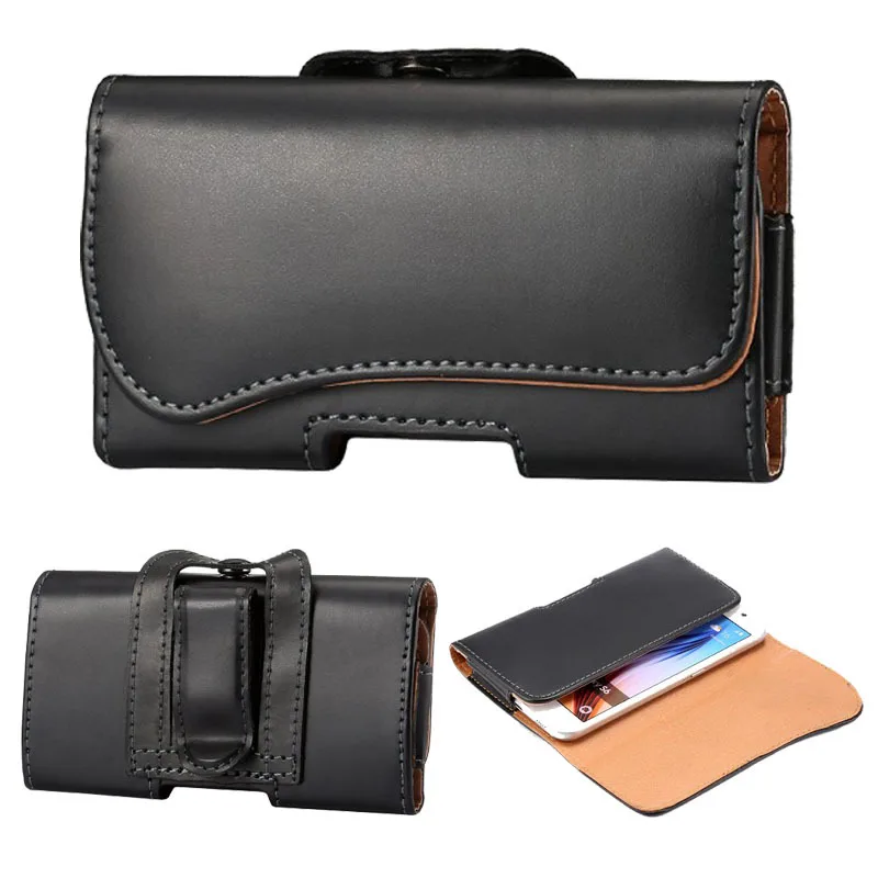 Черный Кожаный Чехол Зажим для ремня IPhone 6 5 S Samsung Galaxy S6 Edge S5 S4 S3 Zenfone Lenovo s850 p780 Xiaomi mi3