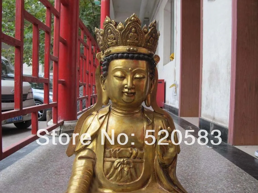 26 &quotКитай Буддизм Храм Бронзовый Gild Мин Кван-Инь Бодхисаттва Статуя Будды | Дом и