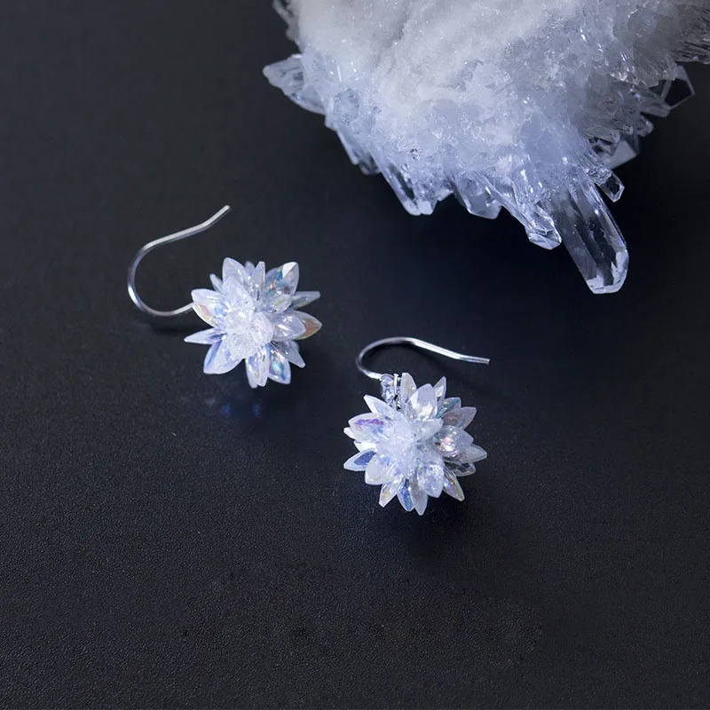 Свисающие серьги из стерлингового серебра 925 пробы со снежинками|Серьги| |