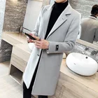 Длинное серое зимнее пальто 5XL, модное длинное шерстяное пальто, облегающее мужское пальто, 2018 бордовое длинное пальто, мужское повседневное пальто