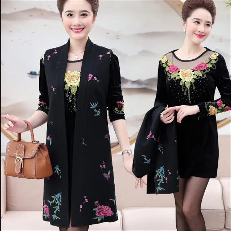 Модные женские платья среднего возраста 2018 Новое высококачественное женское