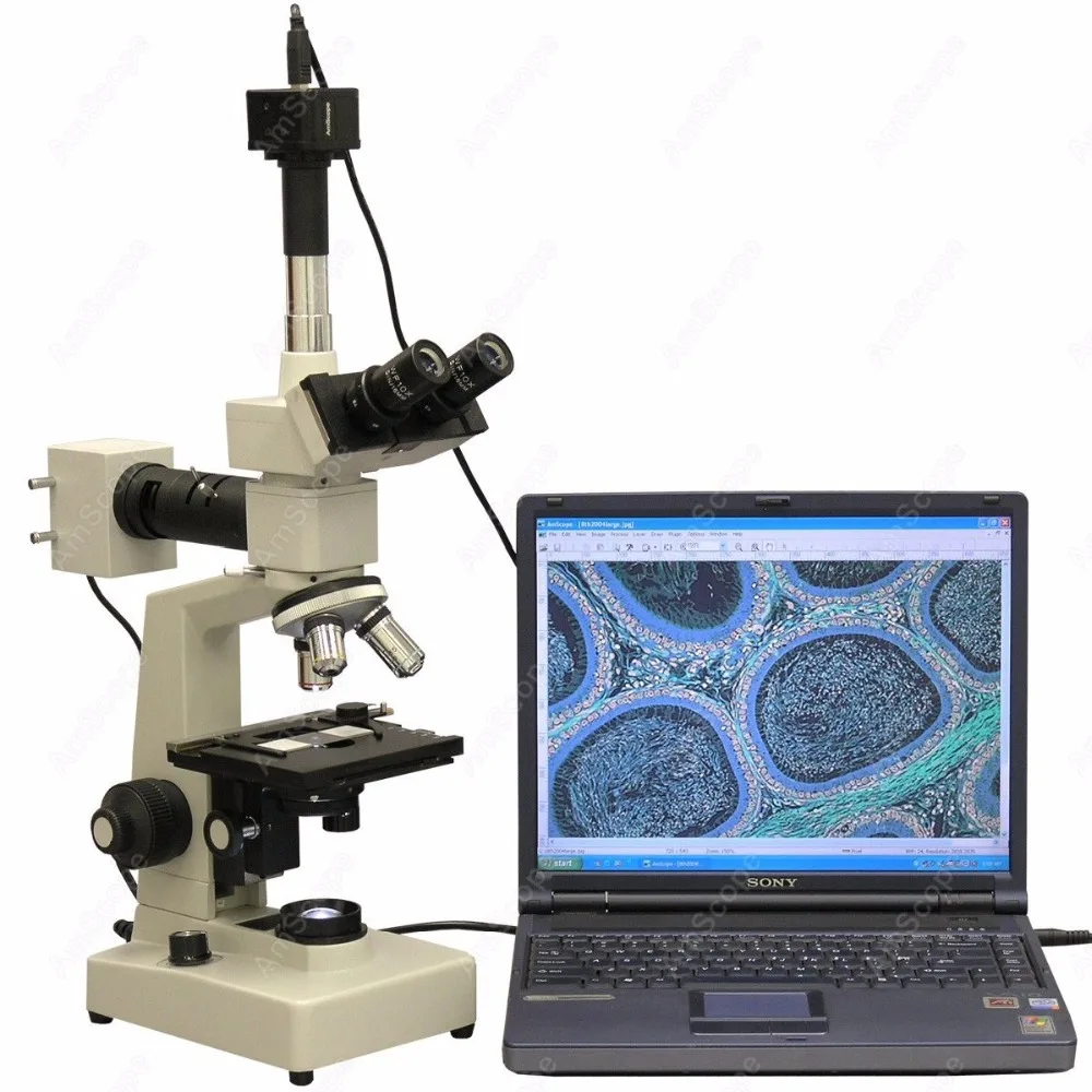 Два светильник ких металлургических микроскопа AmScope поставляет 40X-2000X два +