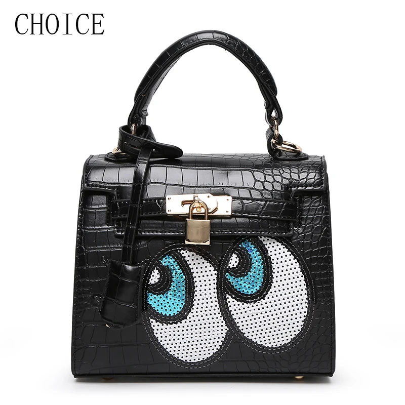 Новинка 2017 года Для женщин сумки большой глаз мультфильм шаблон сумка женская на