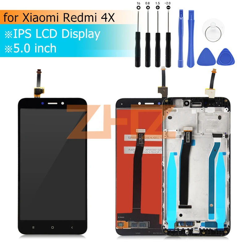 

ЖК-дисплей с рамкой для Xiaomi Redmi 4X, сенсорный экран с дигитайзером в сборе для Redmi 4X 5,0 дюйма, запасные части