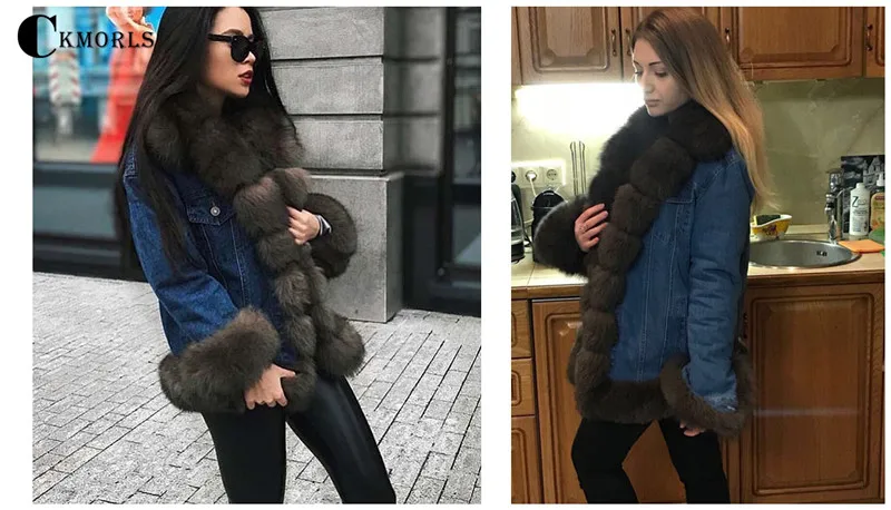 CKMORLS Новое поступление пальто из натурального Лисьего меха для женщин зимняя меховая парка пальто с воротником из лисьего меха куртка повседневные толстые теплые куртки