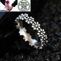 omhxzj wholesale european fashion woman girl party wedding gift silver black flower taiyin ring rr341