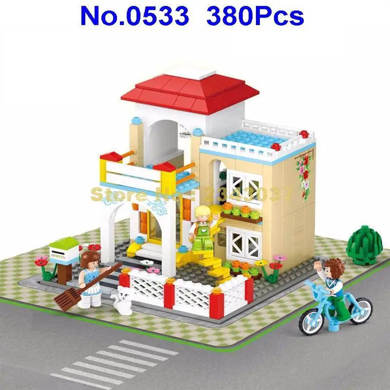 Sluban 0533 380 шт. городской милый дом розовый мечты девочка игрушечный