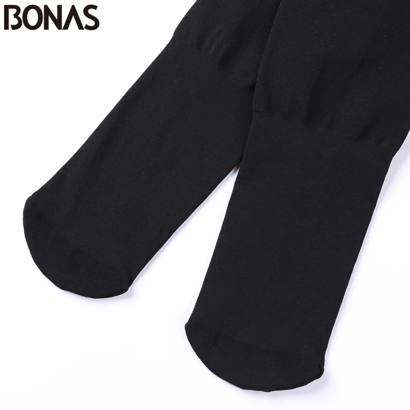 BONAS черный бархат колготки для новорождённых женские 480D осень Стиль пикантные
