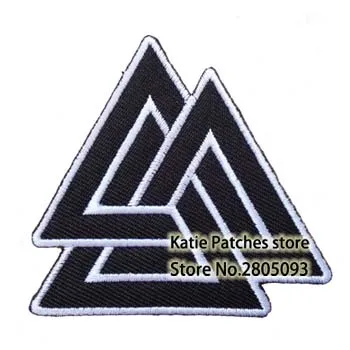 Три треугольника черный значок вышитый Железный на заплатах Valknut панк Байкерский