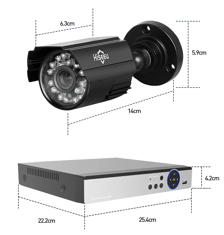 Hiseeu система видеонаблюдения 4 шт 4MP наружная камера безопасности с защитой от атмосферных воздействий 8CH DVR День/Ночь DIY комплект системы видеонаблюдения