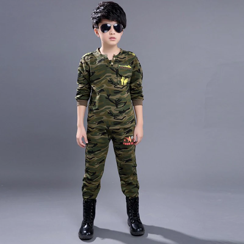 Детские камуфляжные комплекты с длинным рукавом для мальчиков и девочек на весну