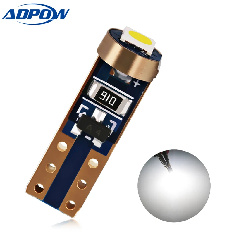 

Лампа Светодиодная лампа для освещения салона автомобиля 3030 SMD купольный, 2 шт., Клин T5, Canbus, без ошибок