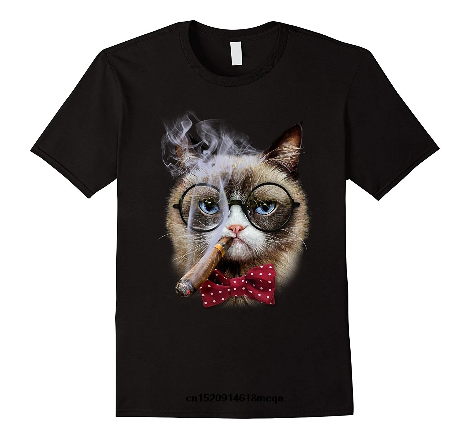 Возьмите Забавные футболки Для мужчин футболка Smart сиамские с сигарой красная