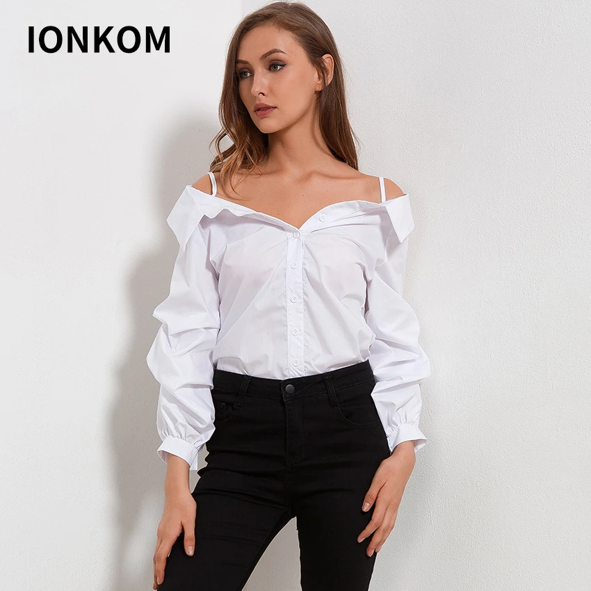 IONKOM женская элегантная блузка на тонких бретельках с вырезом в горошек