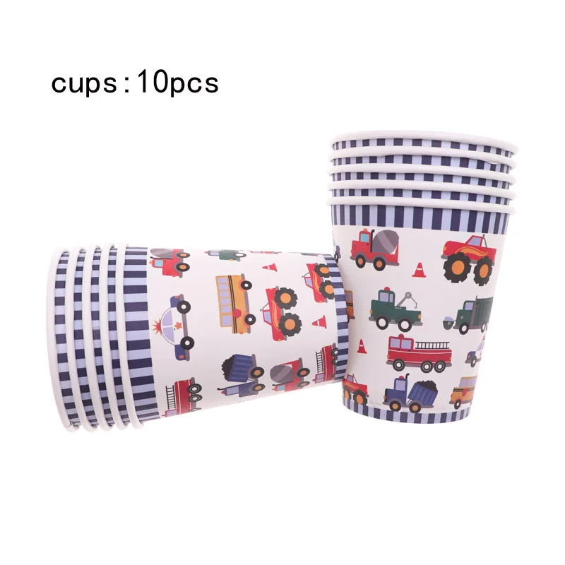 cup 10pcs Рамадан мультфильм автомобили Грузовики украшение для торта на день рождения на тему "Лошадки карусели" вечерние украшения чашки тарелки одноразовые посуда детский душ вечерние принадлежности - Цвет: cup 10pcs