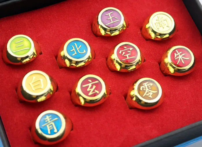 10 шт./компл. аниме Наруто Акацуки Учиха Итачи кольцо косплей реквизит Orochimaru Sasori