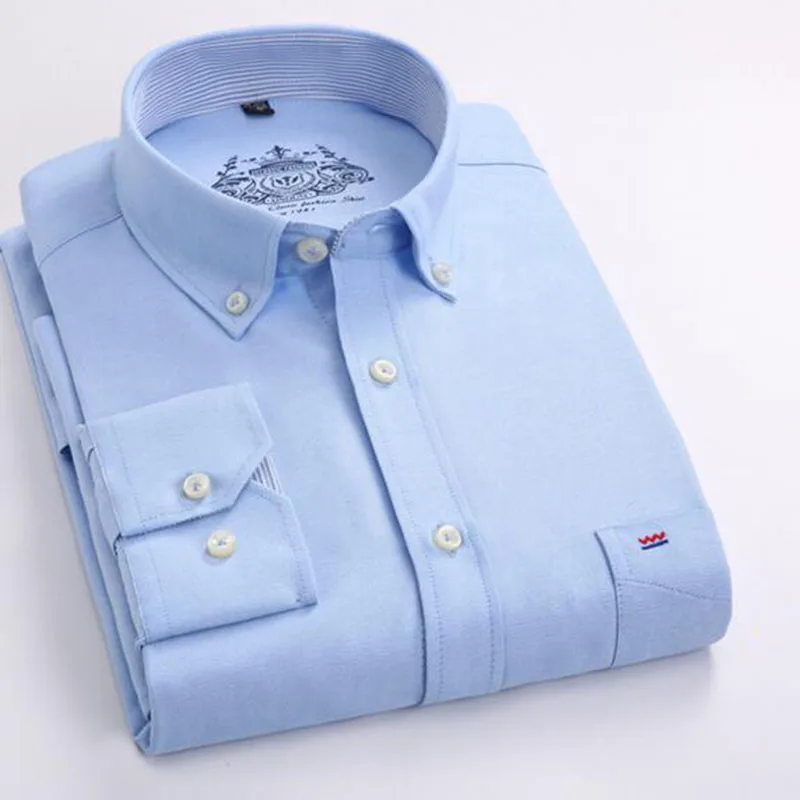 Korean Style Men Fashion Oxford Shirts Camisa Long Sleeve Turn-down Collar Formal Dress Business Vestido High Quality | Мужская одежда
