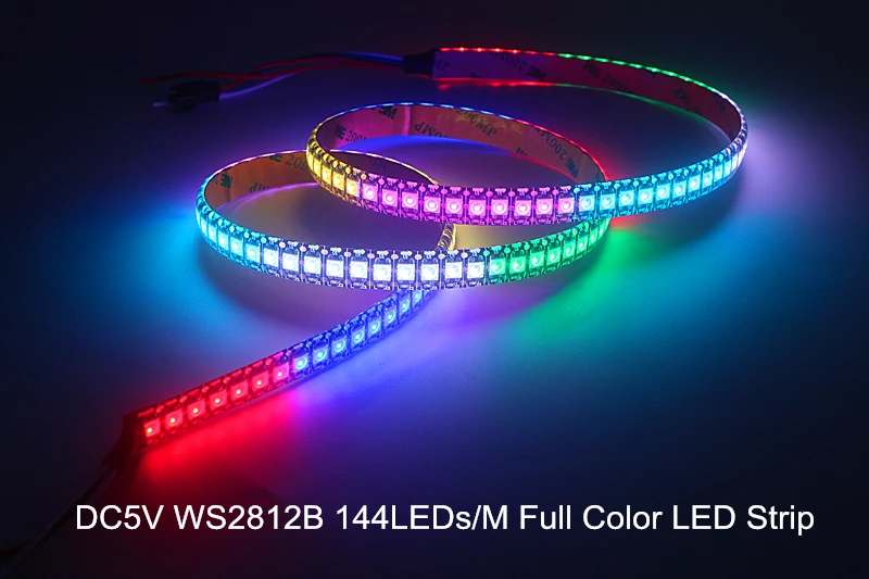 Адресуемый WS2812B Пиксельная полоса света индивидуально WS2812 IC встроенный RGB DC5V 144 светодиодов/м со светодиодом на ремнях светодиодная полоса неоновый свет 0,5 м 1 м