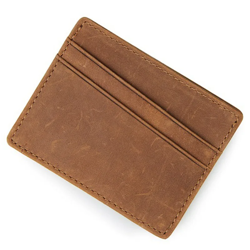 Rfid блокирующий тонкий бумажник для ID карт мужчин Высокое качество Crazy Horse кожаный