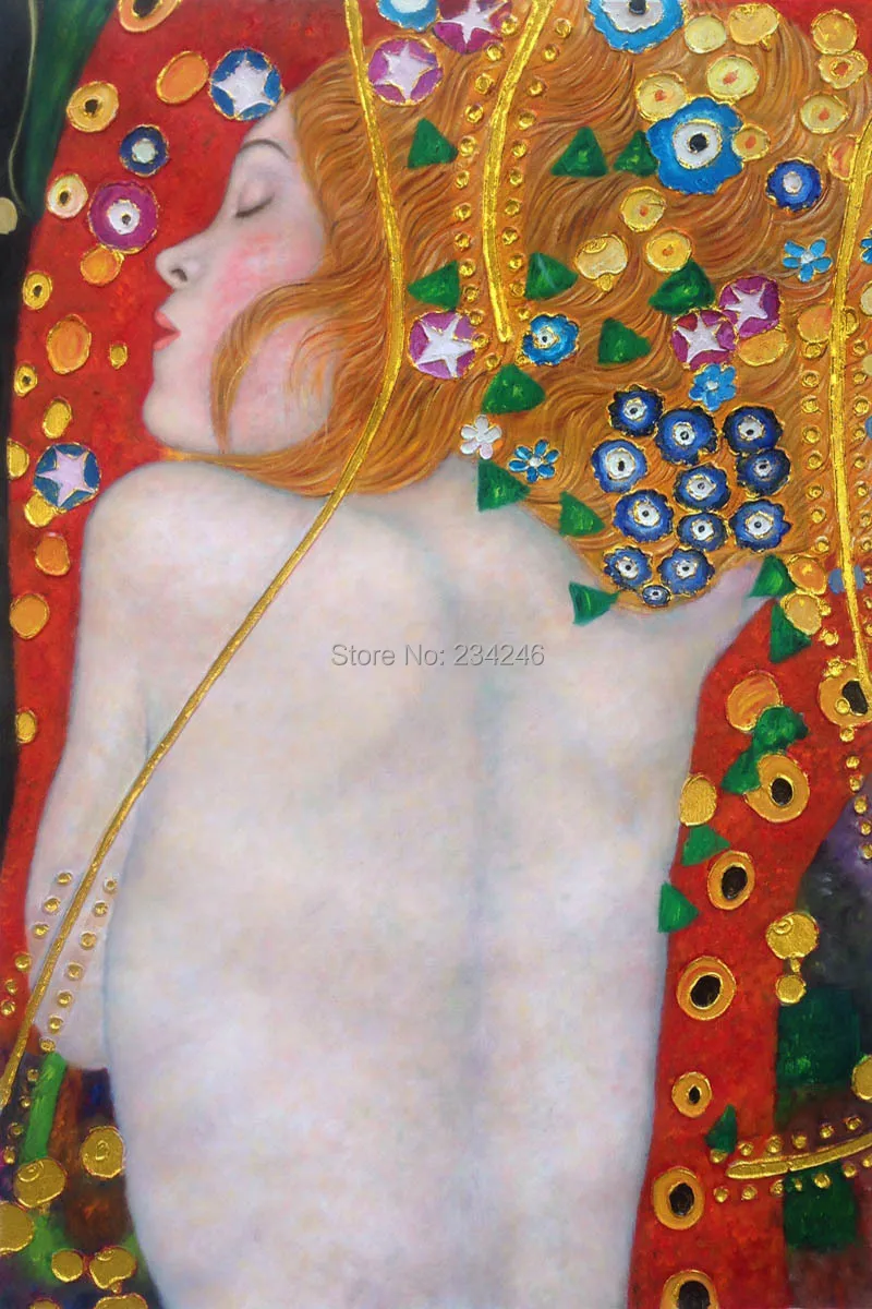 Репродукция абстрактных масляных картин ручной росписи-Sea Serpents IV Gustav Klimt