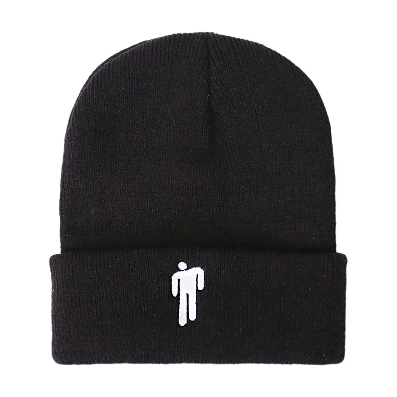 Black Cap Billie Eilish Beanies, зимние вязаные шапки для женщин, шапки с вышивкой для маленького человека, Мужская Осенняя шапка, женская шапка в стиле хип-хоп - Цвет: Black Cap