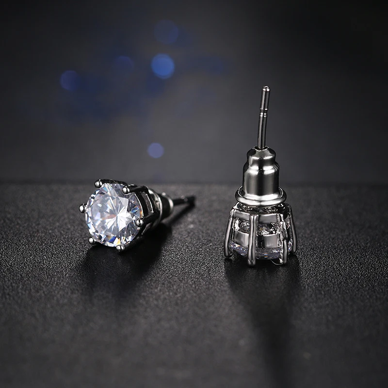 Сверкающие круглые мужские серьги с фианитом класса ААА для мужчин классические