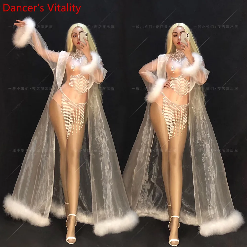 DS сексуальный цветной костюм для тела из бисера женщин гостей открытие танцев