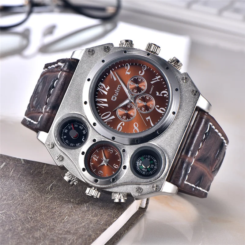 

Oulm 1349 New Design Sport Watches Super Large Big Size Men Quartz Wristwatch Casual Wide PU Leather Watch Male Clock relogio