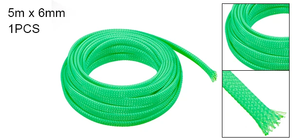 6mm Green Uxcell 5 м 2,3 мм/6 мм/10 мм PET расширяемая плетеная трубка красный 16.4ft кабель рукав шнур Организатор Красный Зеленый для защиты кабели - Цвет: 6mm Green